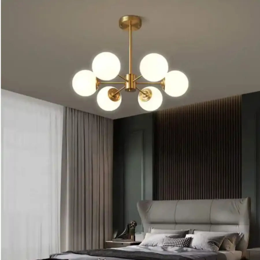 Żyrandol LOFT Manor, 6x E27, białe złoto, metal