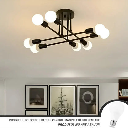 Modernistyczny żyrandol Octa 8, 8x E27, czarny, nowoczesny design
