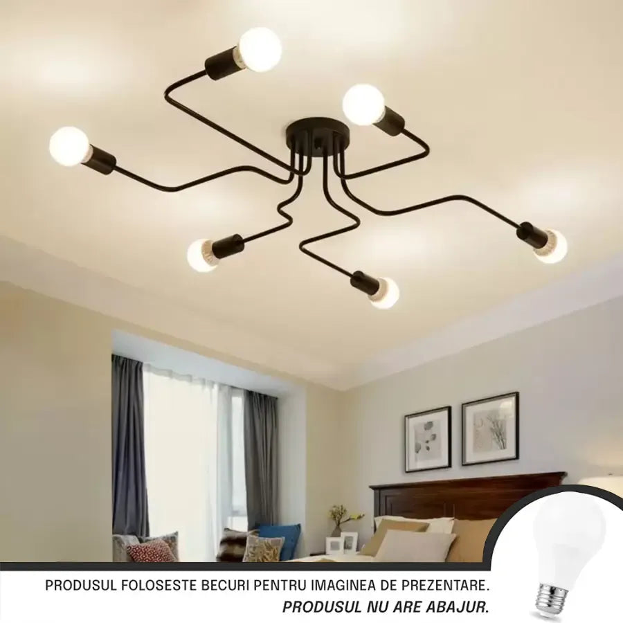 MODERNIST Hexa 6 Żyrandol, 6x E27, Czarny, Nowoczesny Design