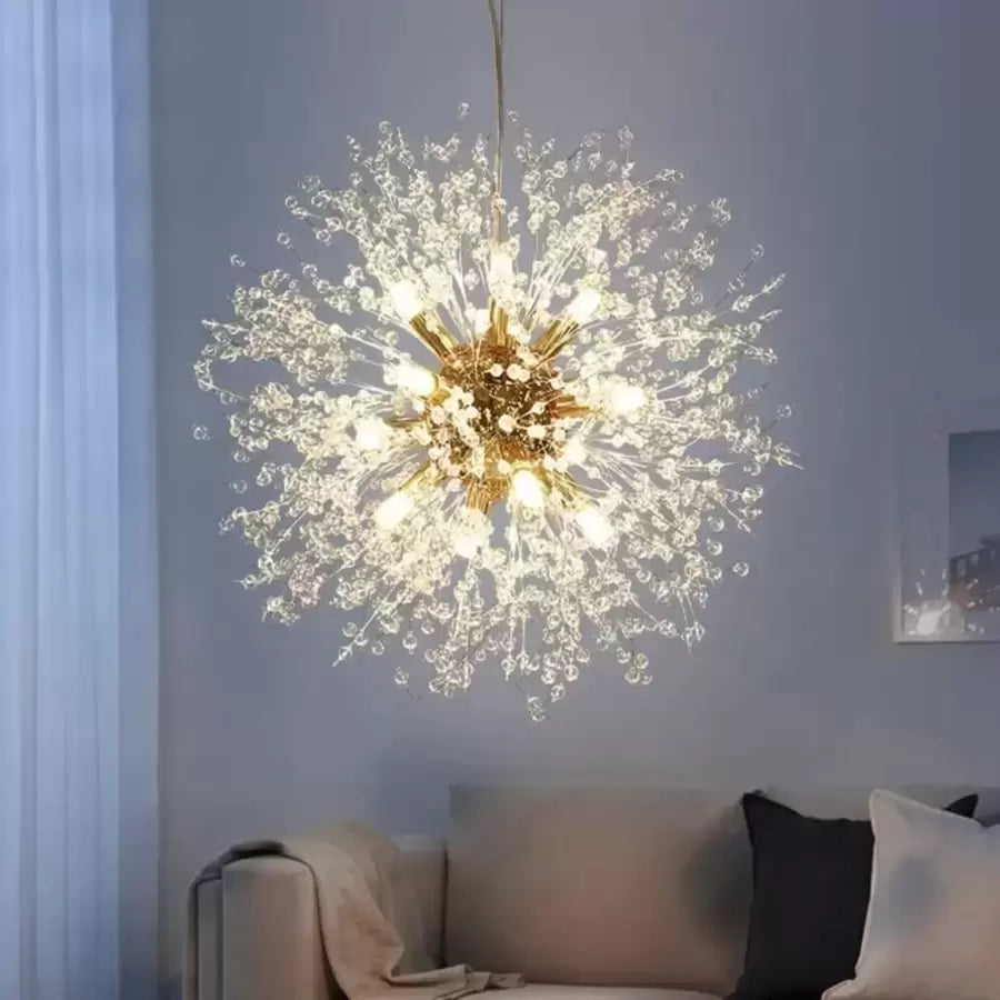 Żyrandol kryształowy Schönbrunn, 9x G9, średnica 49 cm, lśniące złoto, luksusowe oświetlenie 