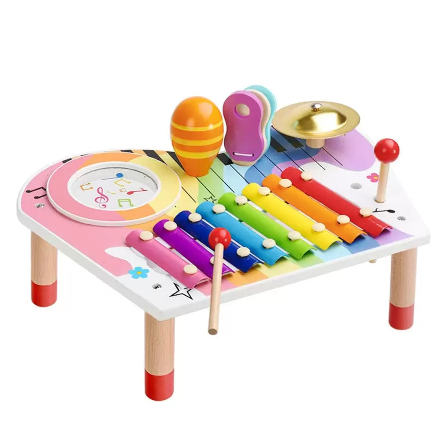 Kidus Percussion Activity Table z instrumentami muzycznymi i ksylofonem