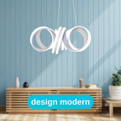 Żyrandol wiszący LED INFINITY TWIST 180 W z pilotem, falisty, zimne/ciepłe/neutralne światło, ściemnialny, biały, regulowana wysokość