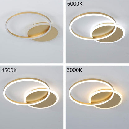 Żyrandol LED Dario, 2 koła, 36 W, światło zimne/ciepłe/neutralne, złoty