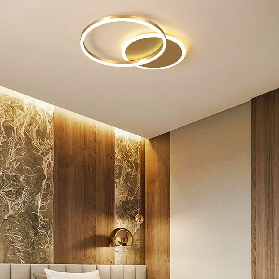 Żyrandol LED Dario, 2 koła, 36 W, światło zimne/ciepłe/neutralne, złoty