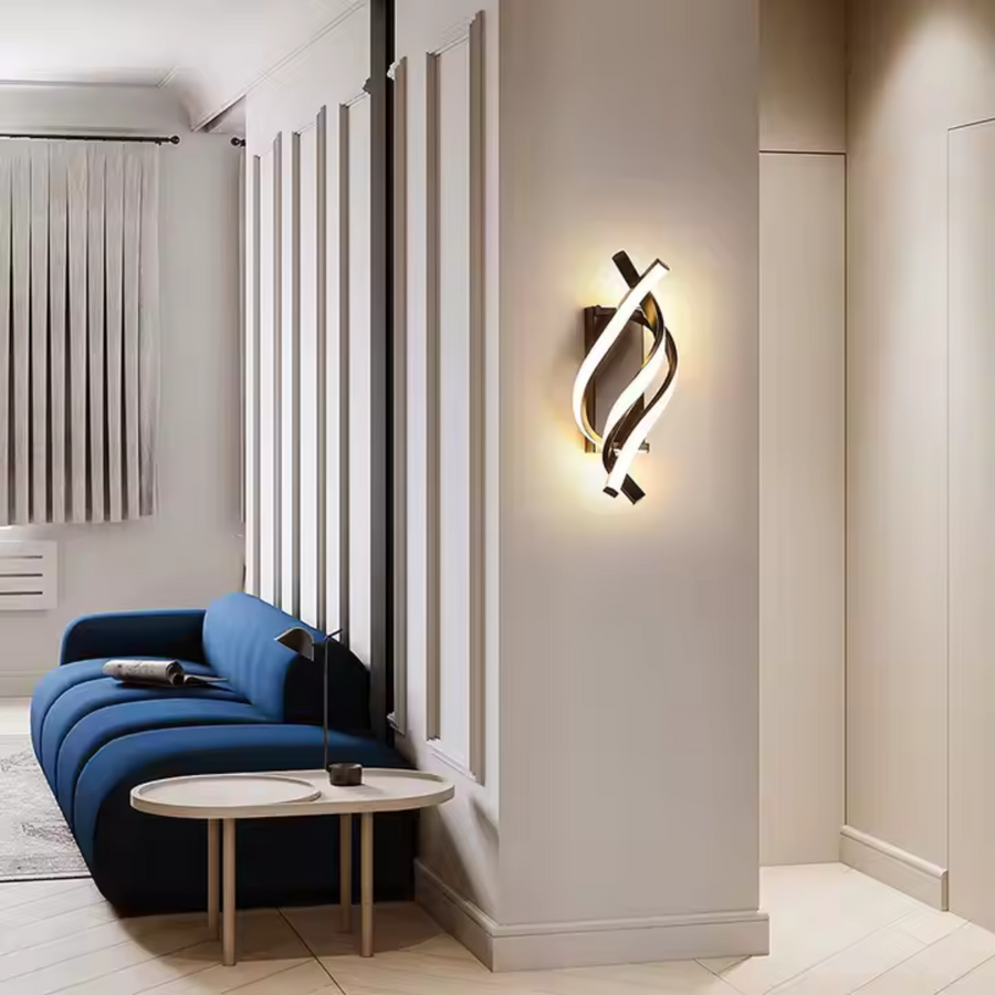 Kinkiet LED Ray 20W Falista Zimna/Ciepła/Neutralna barwa światła Metal i czarny silikon