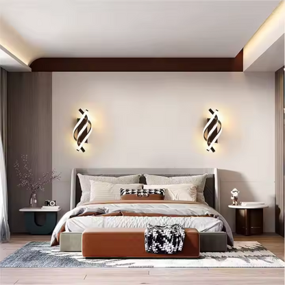 Kinkiet LED Ray 20W Falista Zimna/Ciepła/Neutralna barwa światła Metal i czarny silikon