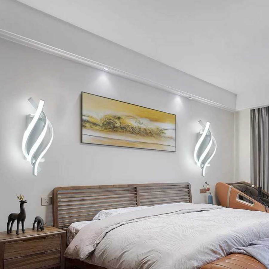 Reid 20W LED Kinkiet Falisty Zimne/Ciepłe/Neutralne Światło Metal i Biały Silikon 