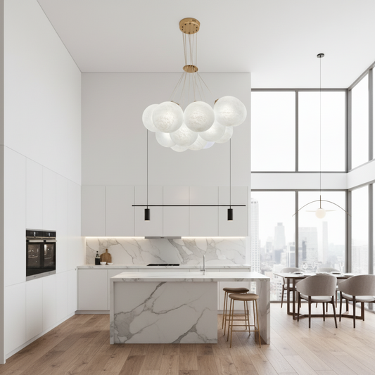 MODERN LOFT Żyrandol Bagliore, Kula, 9xE27, Regulowana Wysokość, Złoty