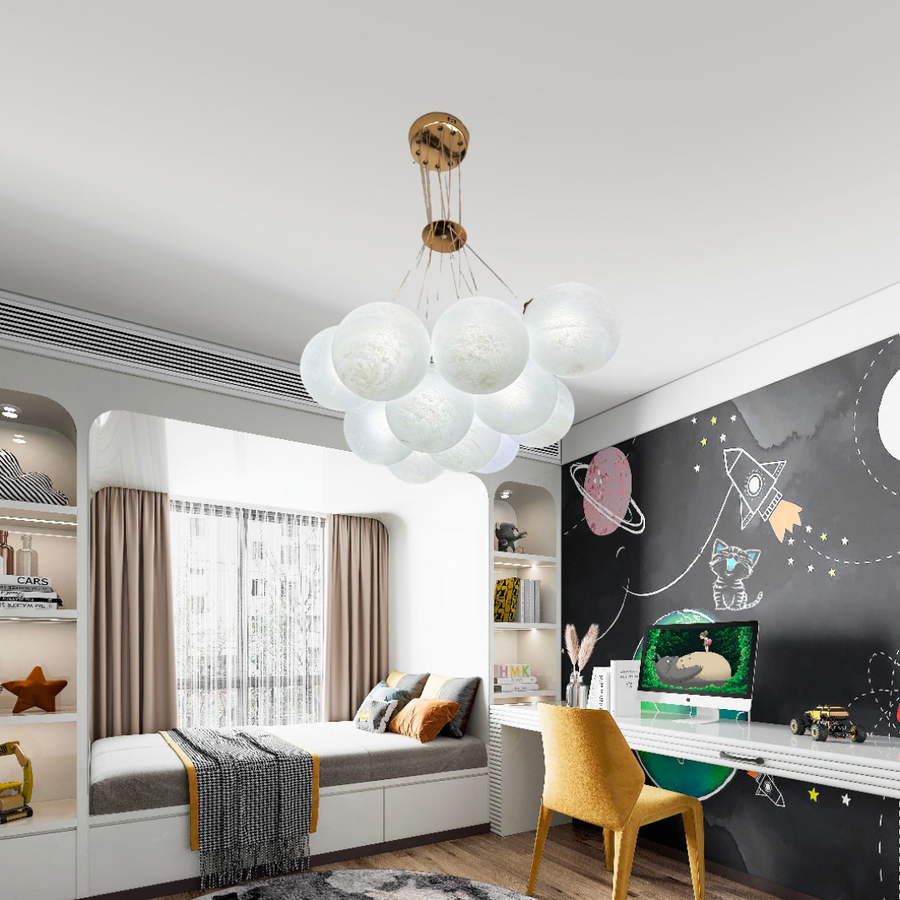 Żyrandol wiszący LOFT BAGLIORE Ricardo, 7x G9, złoty, regulowana wysokość