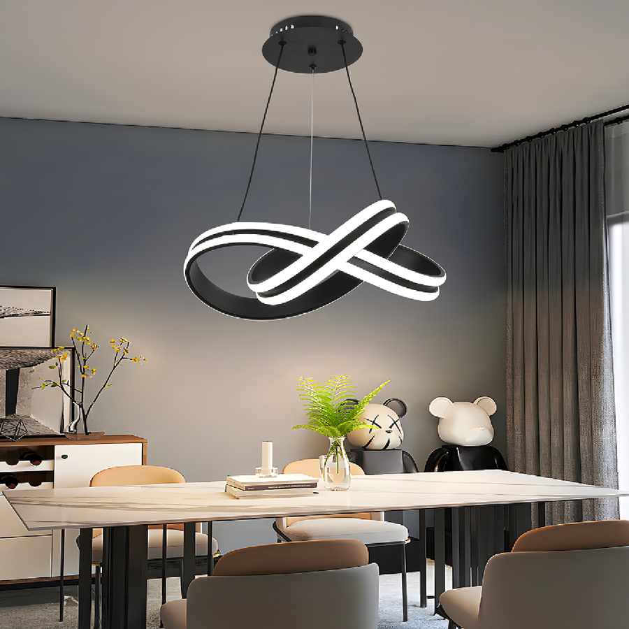 Żyrandol wiszący LED INFINITY LOOP z pilotem, 120 W, regulowana wysokość, zimne/ciepłe/neutralne światło, ściemnialny, czarny