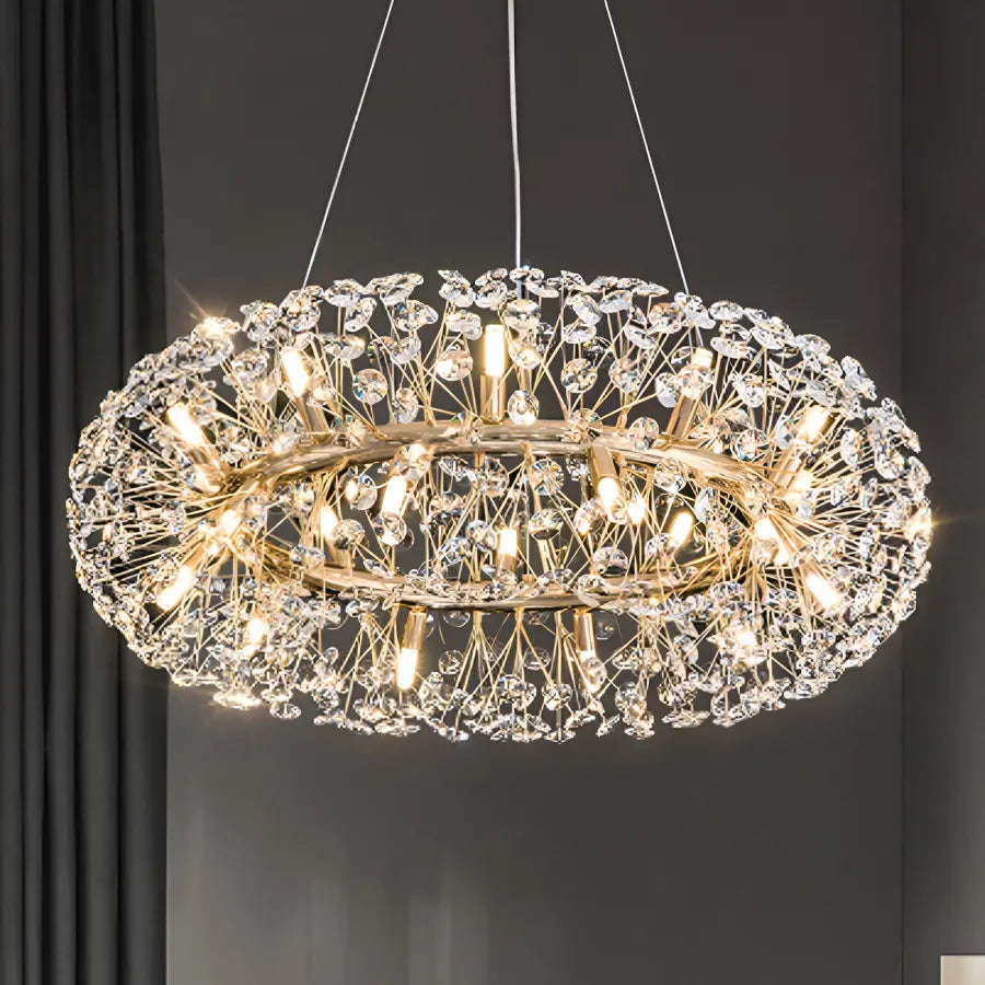 MINUET Żyrandol kryształowy 12x G9, średnica 60cm, błyszczące złoto, regulowana wysokość 