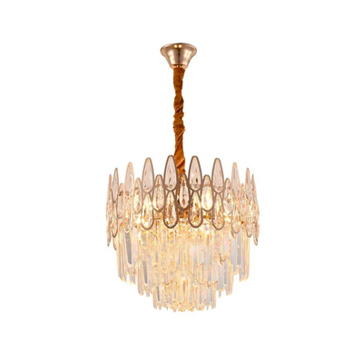 Żyrandol kryształowy ALHAMBRA Petito 3x E14, średnica 30cm, błyszczące złoto, regulowana wysokość 