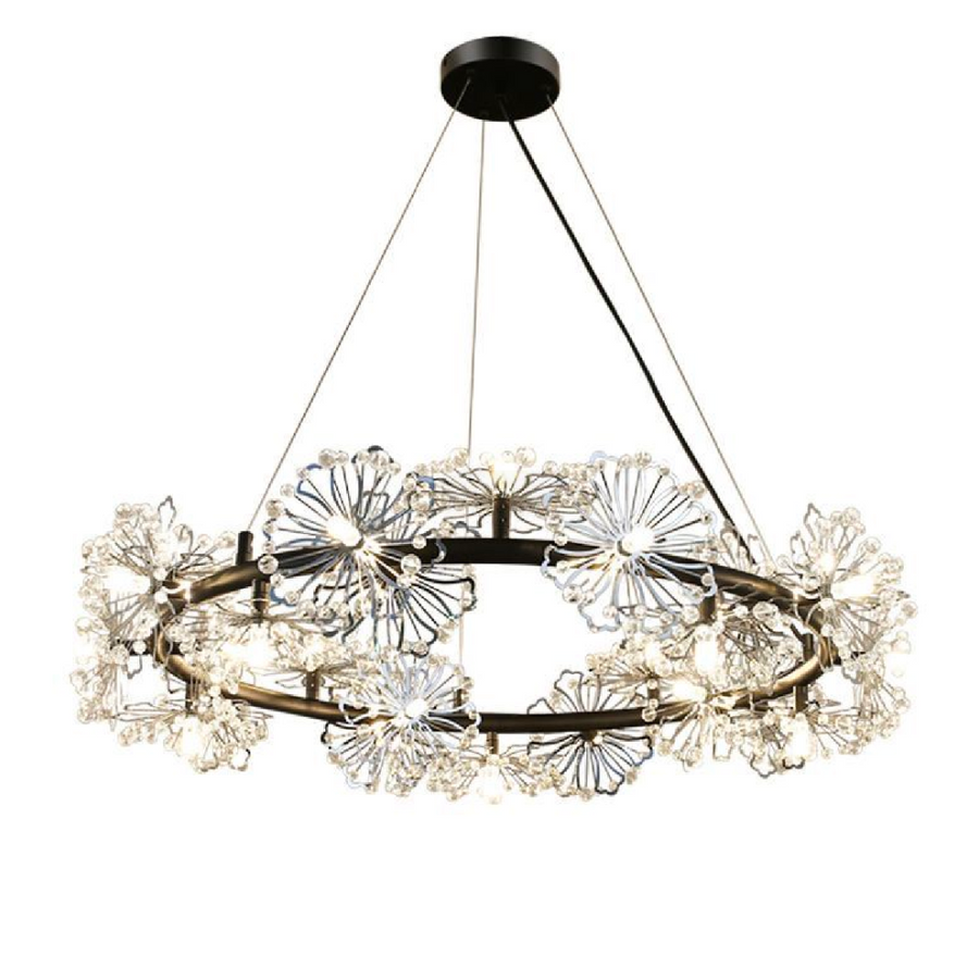 Żyrandol kryształowy PETERHOF Magno, średnica 62 cm, 25xG4, czarny, regulowana wysokość