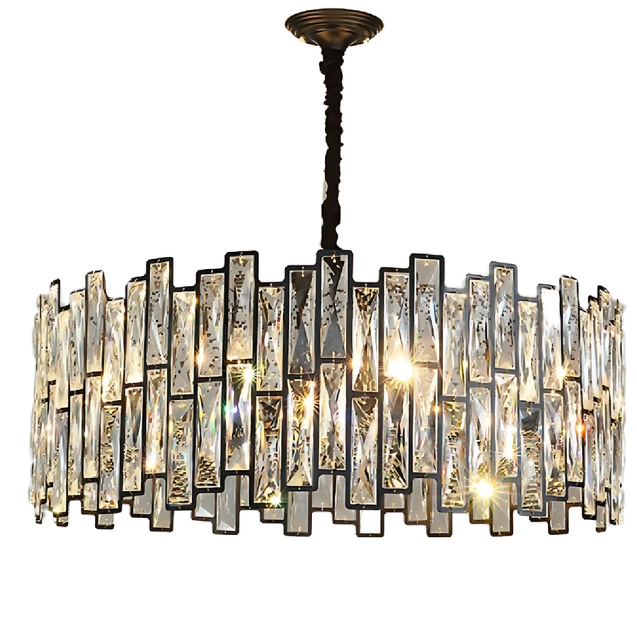 Kryształowy żyrandol MALBORK Eleganza 6xE27, średnica 49 cm, kolor czarny, regulowana wysokość 