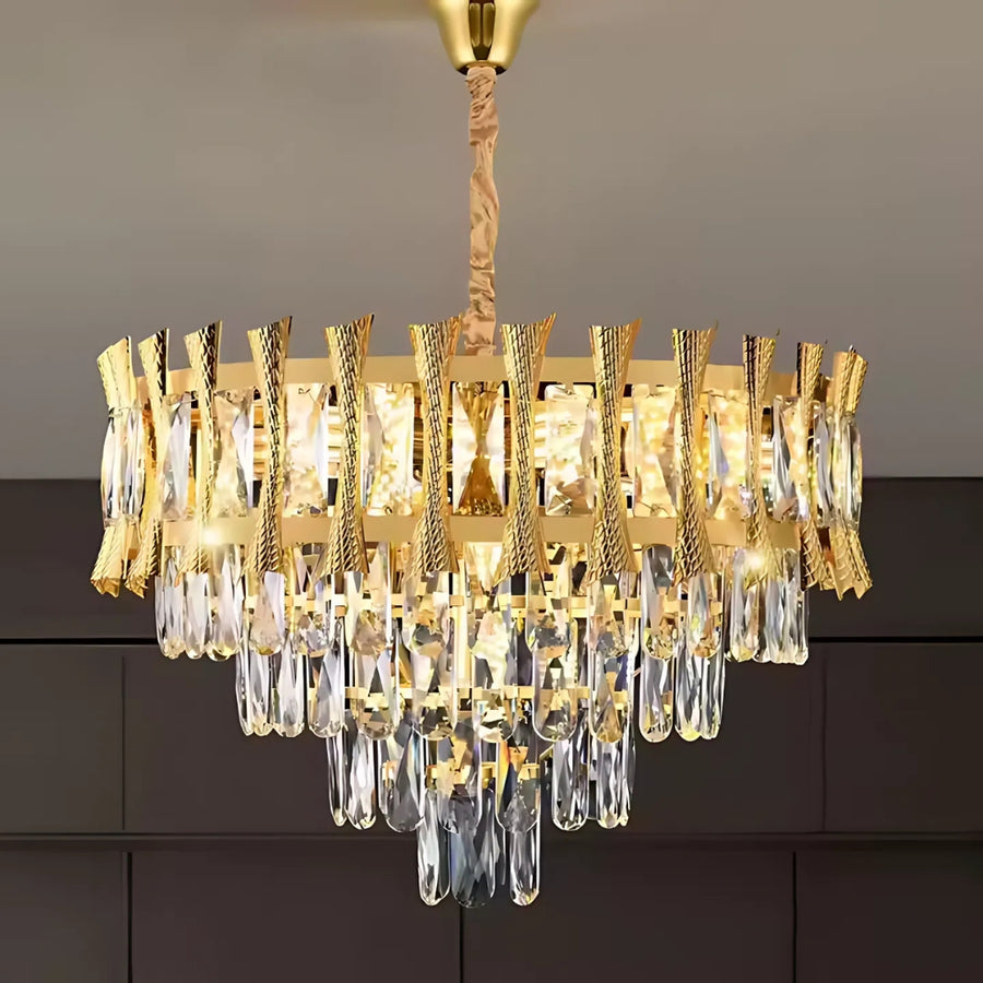 BUCKINGHAM Nobile Kryształowy Żyrandol 5xE14, Średnica 40cm, Złoty, Regulowana Wysokość