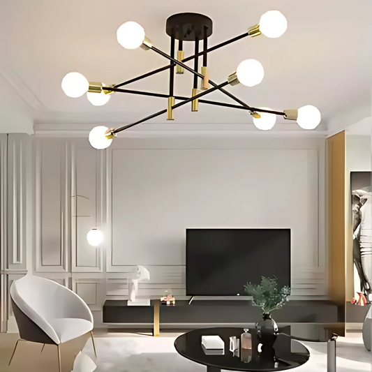 Modernistyczny żyrandol Hexa 8 Duo, 8x E27, czarno-złoty, nowoczesny design 