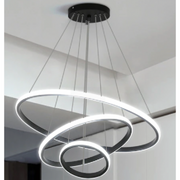 Lustra LED suspendata RICCI 45W, 3 Cercuri, lumina Rece/Calda/Neutra, Negru, Inaltime Reglabila