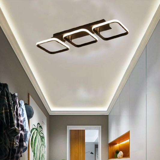 Żyrandol LED VERTEX Grid Parallel Squares, 40 W, 3 kwadraty Zimne/Ciepłe/Neutralne światło, Czarny