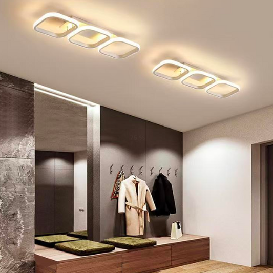 Lustra LED VERTEX Greco,Patrate Paralele, 24W, 3 Patrate Lumina Rece/Calda/Neutra, Alb