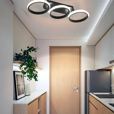 Żyrandol LED ELIO 24 W, 3 okręgi, liniowy, światło zimne/ciepłe/neutralne, czarny
