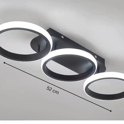 Żyrandol LED ELIO 24 W, 3 okręgi, liniowy, światło zimne/ciepłe/neutralne, czarny