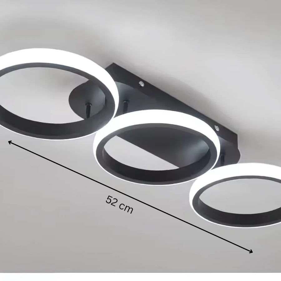 Żyrandol LED ELIO 24 W, 3 okręgi, liniowy, światło zimne/ciepłe/neutralne, czarny