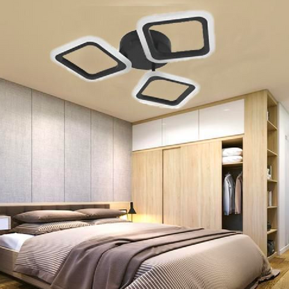 Żyrandol LED PULSARIS 32W, 3 kwadraty, światło zimne/ciepłe/neutralne, czarny