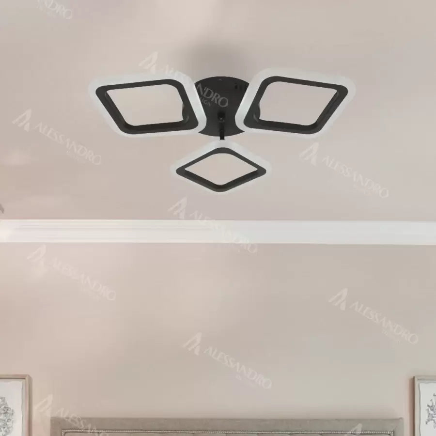 Żyrandol LED PULSARIS 32W, 3 kwadraty, światło zimne/ciepłe/neutralne, czarny