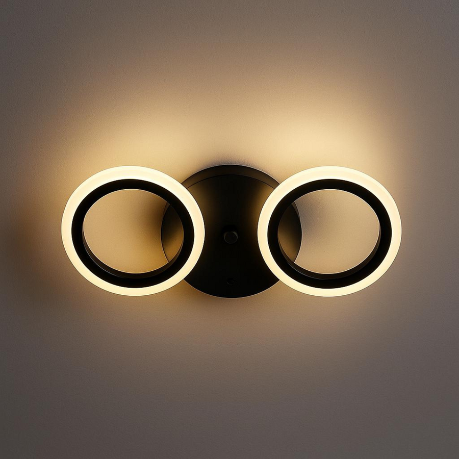 Żyrandol LED MARA 19W, 2 koła, światło zimne/ciepłe/neutralne, czarny