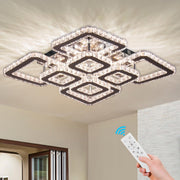 Żyrandol LED z pilotem i kryształem QUADRIA SUPREMO RGB 198 W, 8 kwadratów, zimne/ciepłe/neutralne światło, ściemnialny, błyszczący chrom
