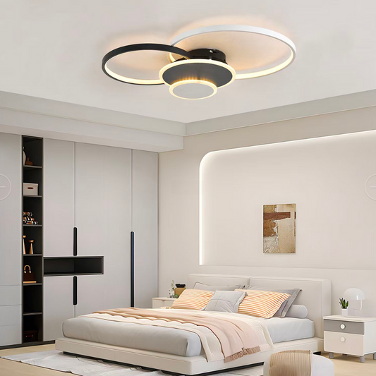 Żyrandol LED Libra z pilotem, 120 W, biały z czarnym, akrylowy, ściemnialny