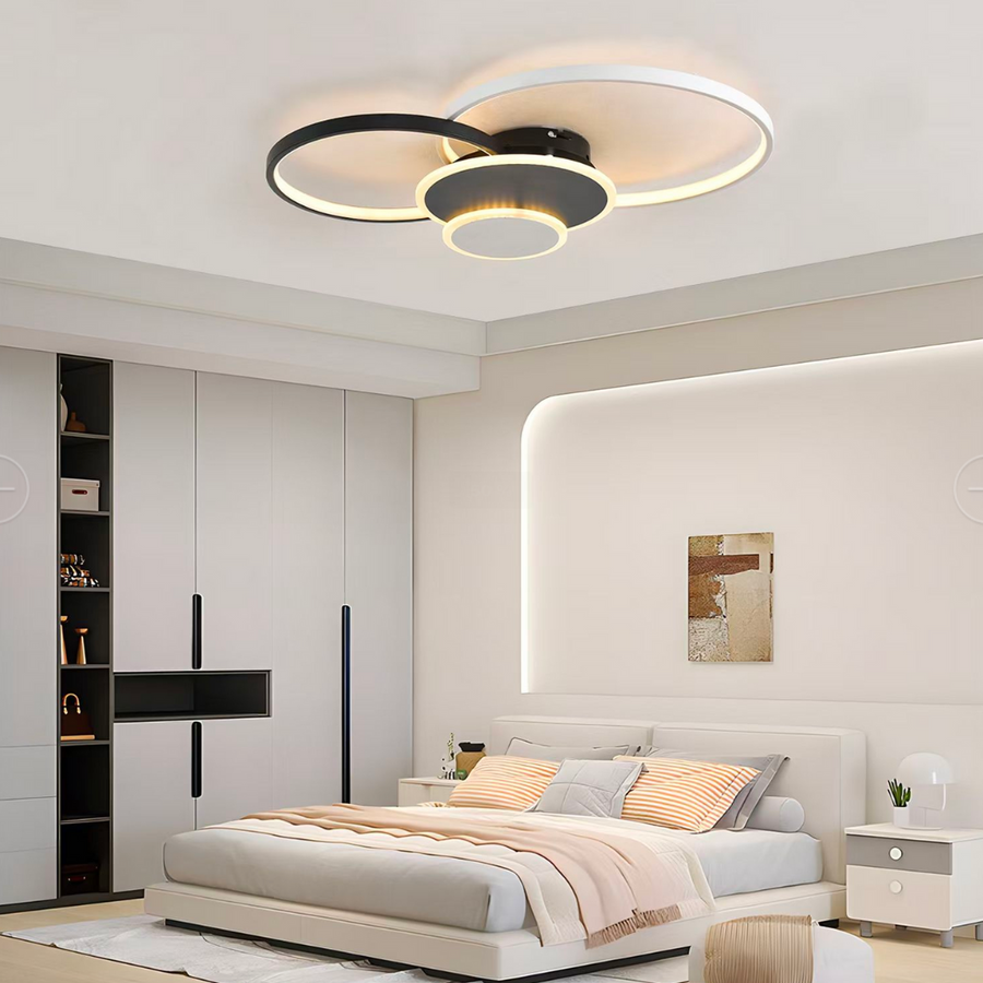 Żyrandol LED Libra z pilotem, 120 W, biały z czarnym, akrylowy, ściemnialny