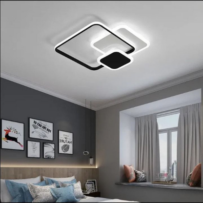 Żyrandol LED z pilotem ANEMONA 75 W, 3 kwadraty, światło zimne/ciepłe/neutralne, ściemnialny, czarny