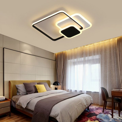 Żyrandol LED z pilotem ANEMONA 75 W, 3 kwadraty, światło zimne/ciepłe/neutralne, ściemnialny, czarny