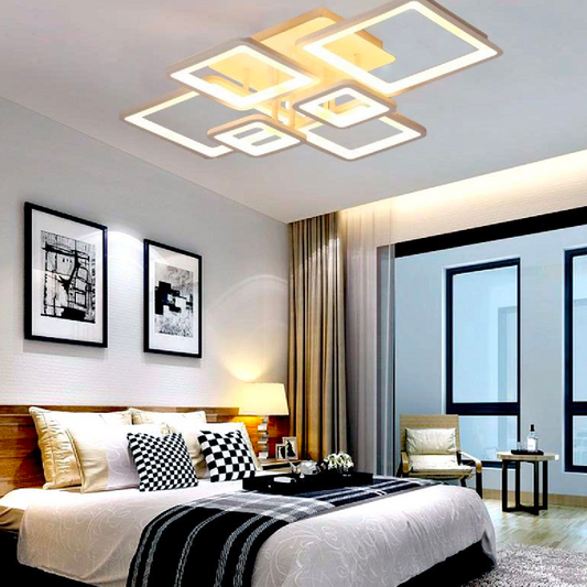 LED pożądania z pilotem, Ella, 6 kwadratów, 114 W, zimno/gorące/neutralne światło, niestabilne, białe