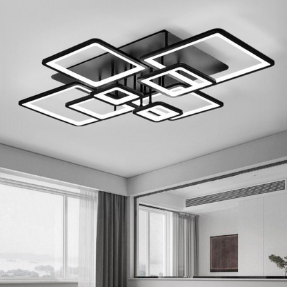 LED pożądania z pilotem, Ella, 8 kwadratów, 210 W, zimno/gorące/neutralne światło, niestabilne, czarne