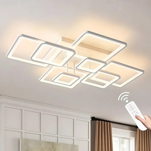 LED pożądania z pilotem, Ella, 8 kwadratów, 154 W, zimno/gorące/neutralne światło, niestabilne, białe