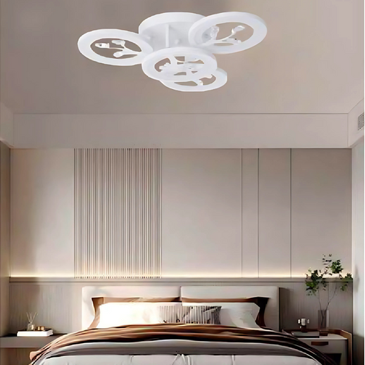 Żyrandol LED z pilotem DAISY, 3 elementy, 47 W, zimne/ciepłe/neutralne światło, ściemnialny, biały z kryształem