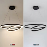Żyrandol wiszący LED PAGANO 31 W, 2 koła, światło zimne/ciepłe/neutralne, ściemnialny, czarny, regulowana wysokość