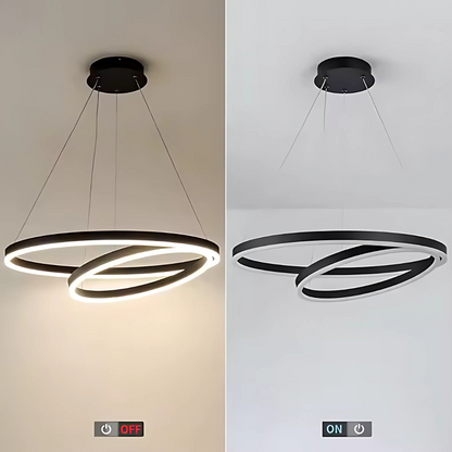 Żyrandol wiszący LED PAGANO 31 W, 2 koła, światło zimne/ciepłe/neutralne, ściemnialny, czarny, regulowana wysokość