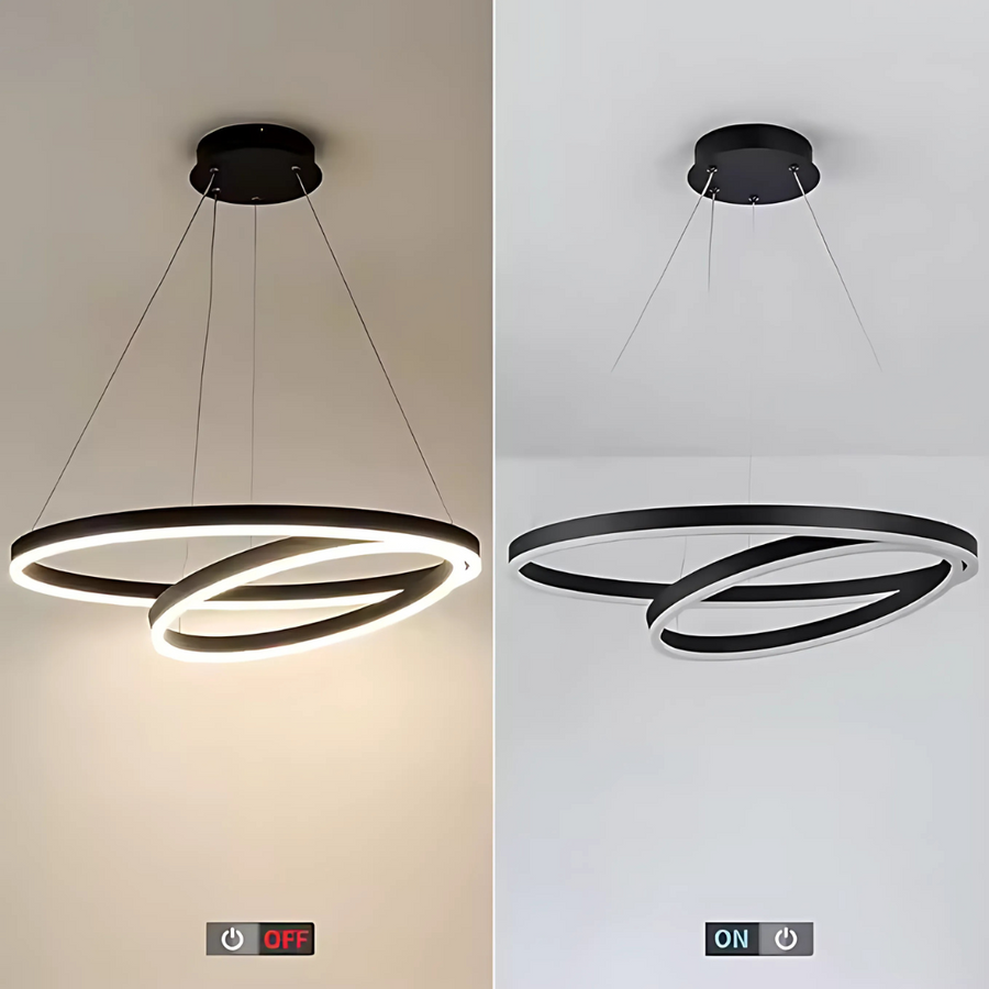 Żyrandol wiszący LED PAGANO 31 W, 2 koła, światło zimne/ciepłe/neutralne, ściemnialny, czarny, regulowana wysokość