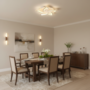 Żyrandol LED z pilotem LOTUS 54W, 5 płatków, światło zimne/ciepłe/neutralne, możliwość przyciemniania, biały
