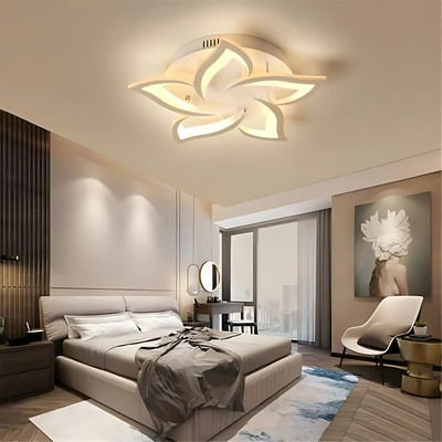 Żyrandol LED z pilotem LOTUS, 65 W, 5 płatków, zimne/ciepłe/neutralne światło, ściemnialny, biały 