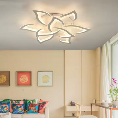 Żyrandol LED z pilotem LOTUS 92W, 9 płatków, światło zimne/ciepłe/neutralne, możliwość przyciemniania, biały