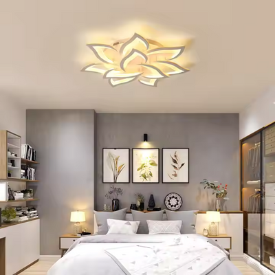 Żyrandol LED z pilotem LOTUS, 164 W, 9 płatków, zimne/ciepłe/neutralne światło, ściemnialny, biały