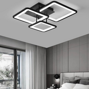 Żyrandol LED z pilotem ZOE 64W, 3 kwadraty, światło zimne/ciepłe/neutralne, ściemnialny, czarny 