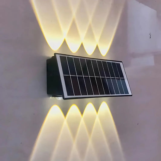 Kinkiet zewnętrzny LED Solaris, 8 źródeł światła, ciepłe światło, czarny