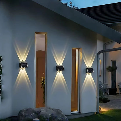 Kinkiet zewnętrzny LED Solaris, 4 źródła światła, ciepłe światło, czarny