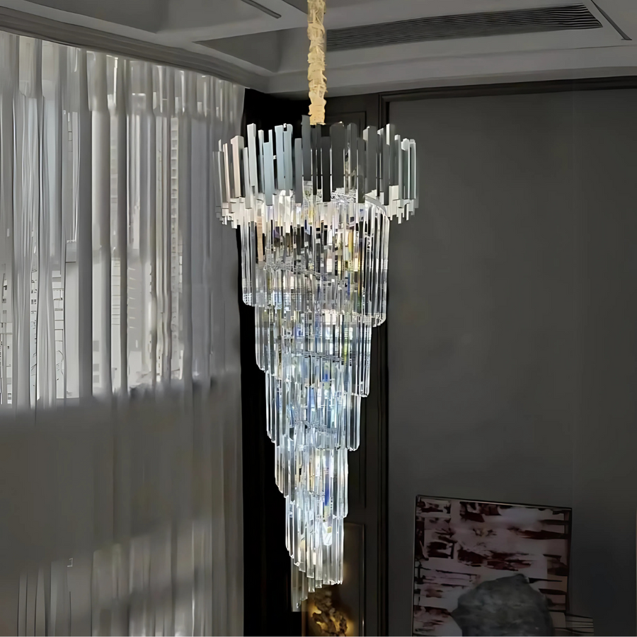 Żyrandol kryształowy BLOIS Ascendere E14, średnica 60 cm, srebrny, regulowana wysokość