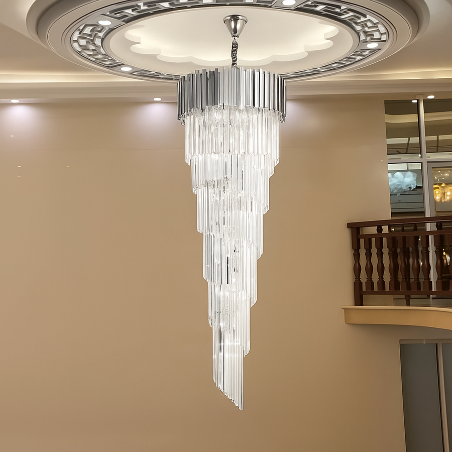 Żyrandol kryształowy BLOIS Ascendere E14, średnica 60 cm, srebrny, regulowana wysokość
